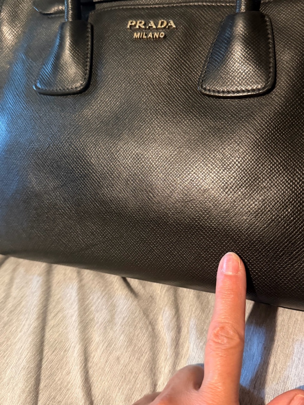 Prada Black Saffiano Cuir Leather Dome Tote Handbag - Picture 8 of 16
